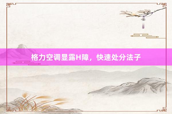 格力空调显露H障，快速处分法子